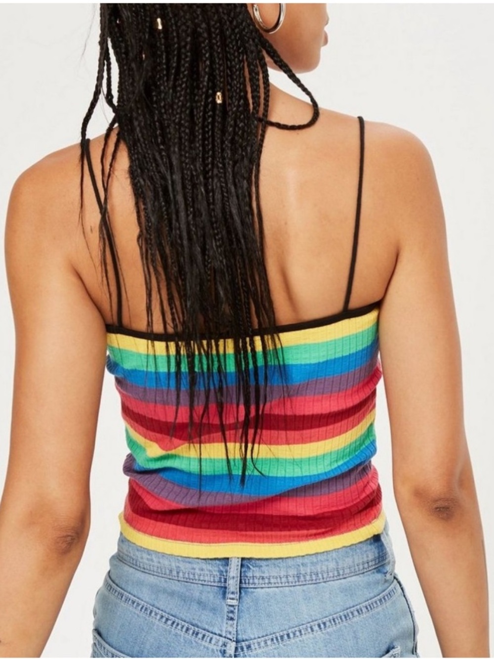 Topshop Rainbow Stripe Camisole Top RED MULTI, Size 8 US (fits like 6-8) - Picture 3 of 12
